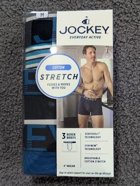 Jockey Cotton Stretch 4" Boxer Briefs *3-pack* NWT